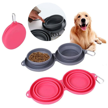 Rubber Foldable Double Bowl - BestyPaws
