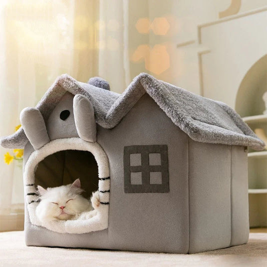 Removable Roof Plush Pet House - BestyPaws