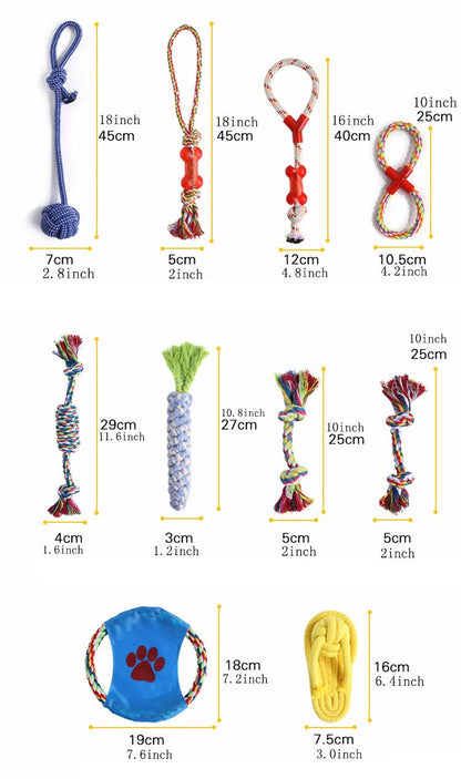 10 Pcs Assorted Braided Chew Toys - BestyPaws